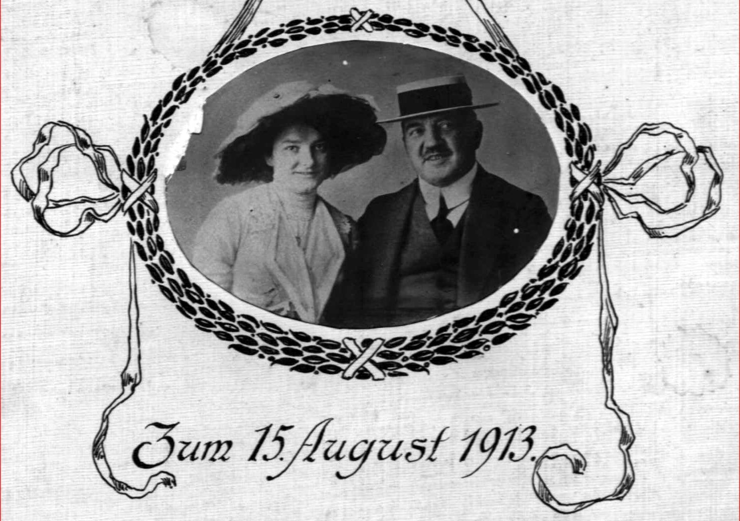Hochzeitskarte: Zum 15. August 1913